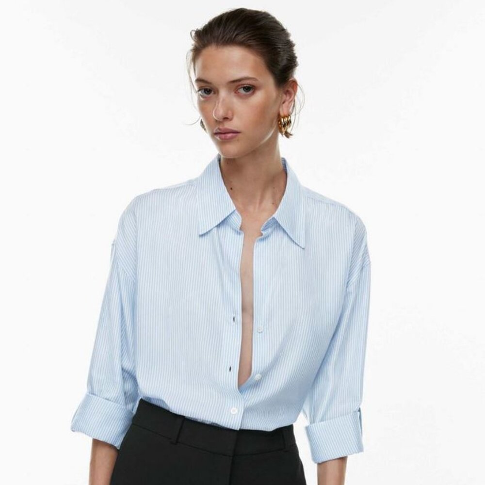 NEW Aritzia the Archive Shirt - Oversized Blue w/ White Stripes Button Down